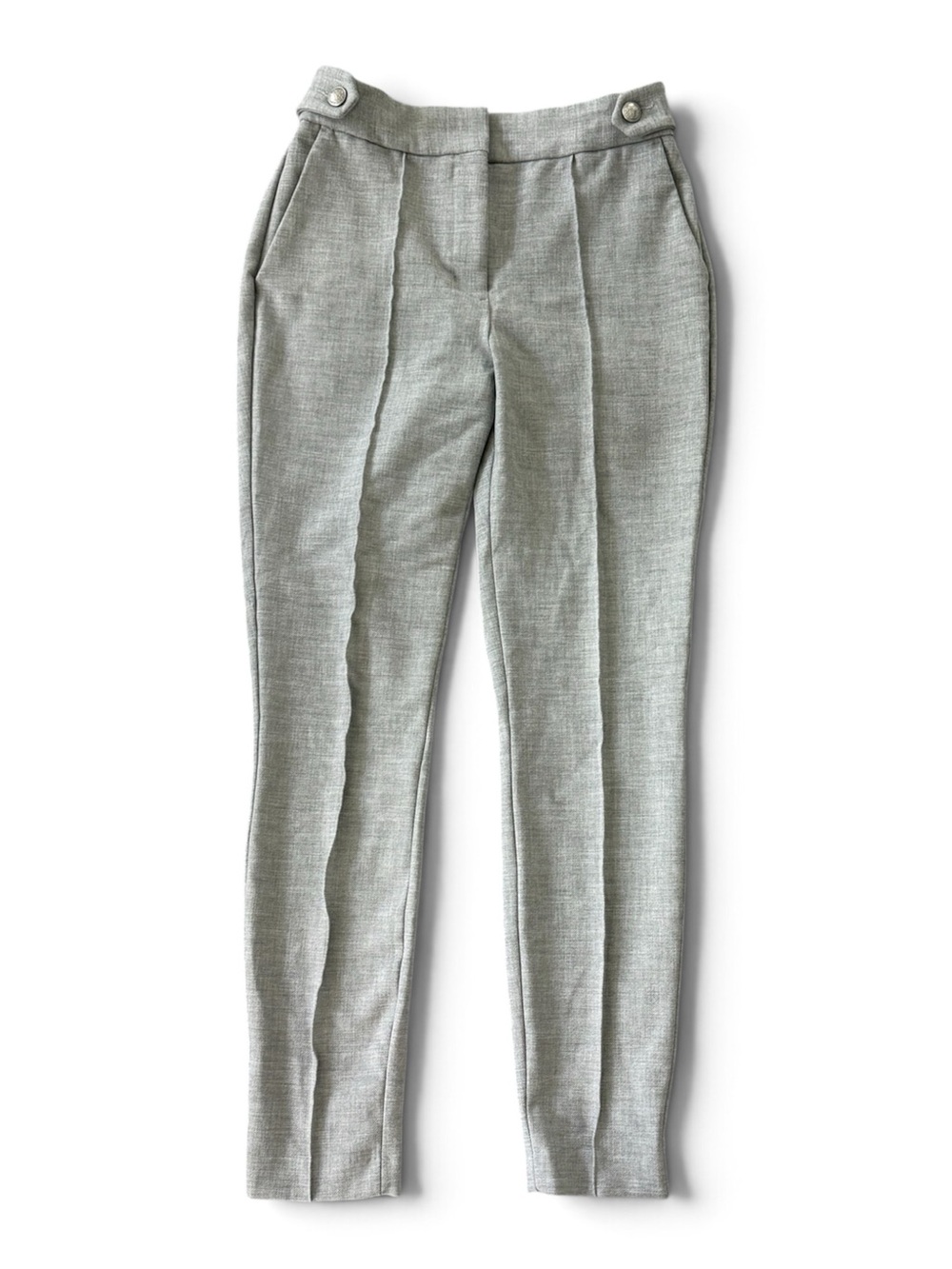 Express Light Gray Tailored Dress Pants Size 4 High Rise Button Detail